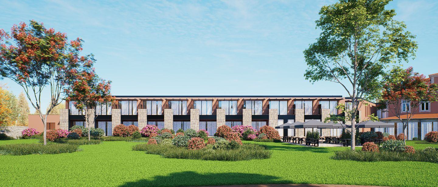 Alfaias Hotel Project — alçado do corpo principal.